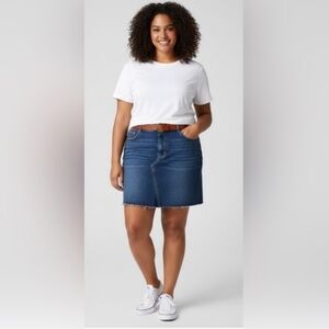 Blue Denim Raw Hem High Rise Mini Skirt Western Rodeo Spring Summer Vacay 14 NWT